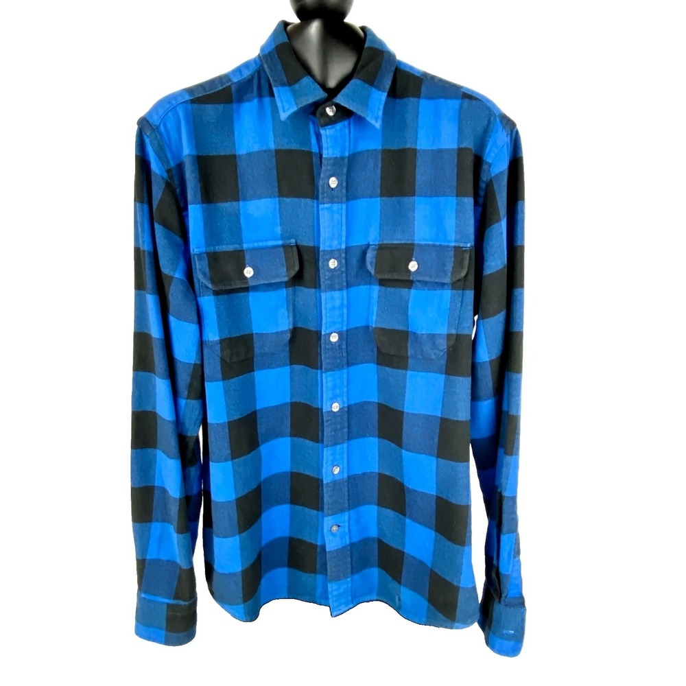 Gap Long Sleeve Shirt Women's M Plaid Blue Black Button Down Cotton Classic Fit